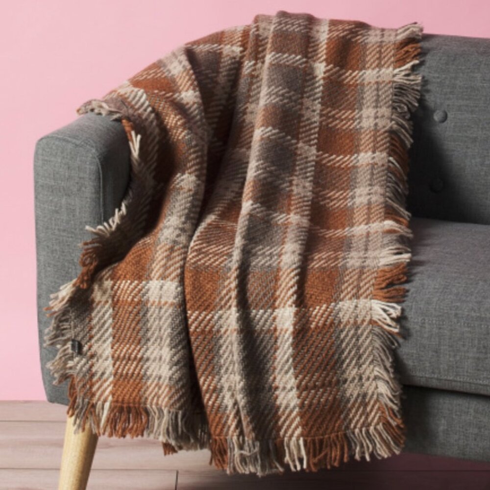 John Branigan Ireland Handmade Wool Antrim Rust Plaid Throw